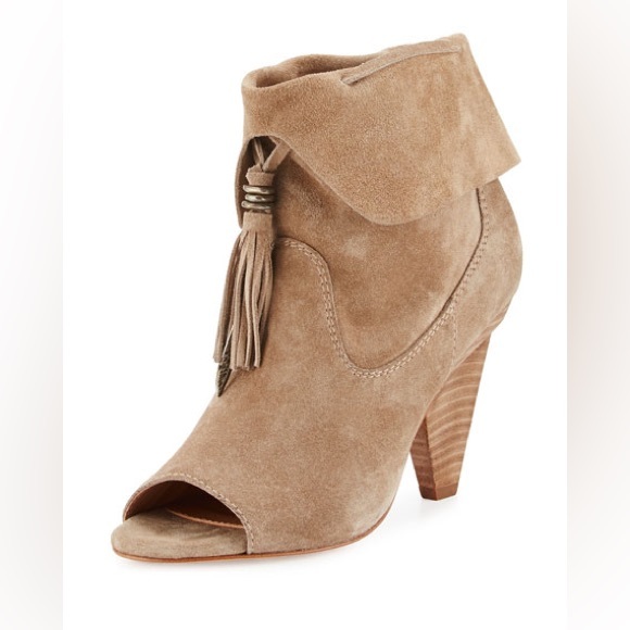 Sigerson Morrison NWOT Faro Suede Peep-Toe Tassel Boho Bootie Size 10 - Picture 11 of 11